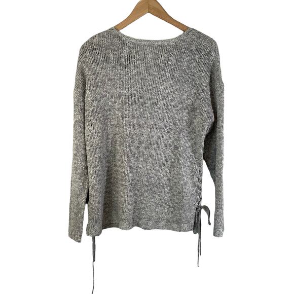 Knox Rose Women's Cable Knit Side Tie Straps Detail Sweater Gray - Picture 2 of 7